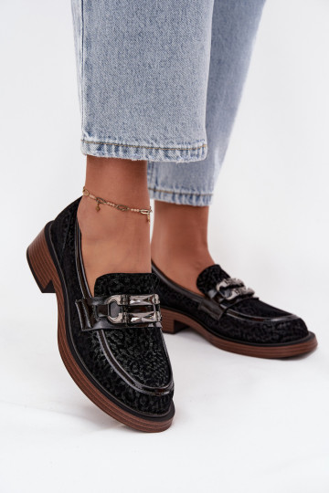 Suede damesschoenen met ornamenten D&A MR52-176 zwart 2