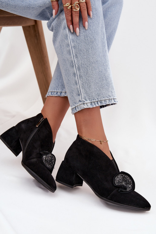 Leer Suede schoenen Dames met hakken met ornamenten D&A MR52-182 zInart