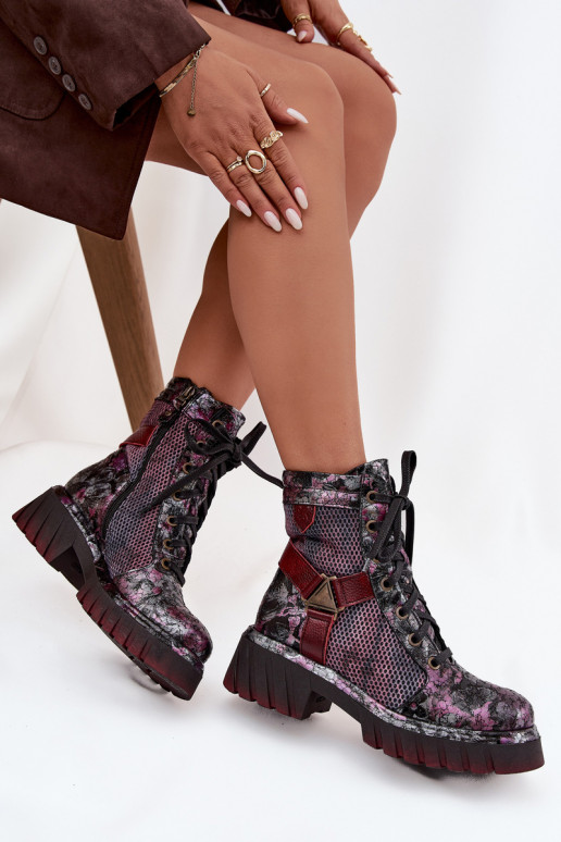 Leer Enkellaarsjes voor Inerknemers Dames Het heeftciejka 07072-23 bordeaux