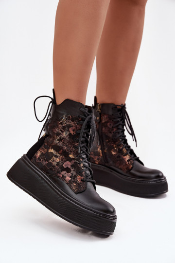 Leren enkellaarsjes met platform Tai turiciejka 07086-01 zwarte kleur 2
