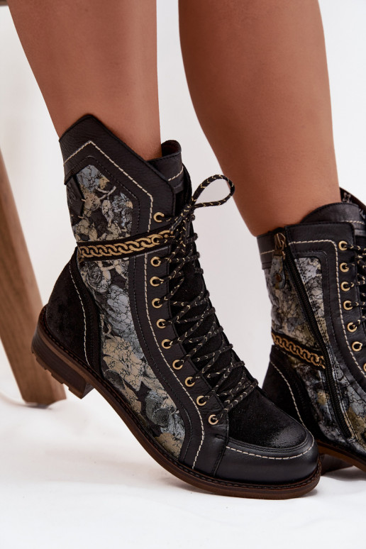 DameslaarzenOpturalnej Skóry Het heeftciejka 07097-01 ZInart en-gouden kleur