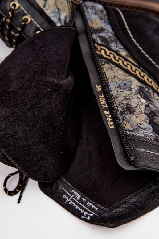 DameslaarzenOpturalnej Skóry Het heeftciejka 07097-01 ZInart en-gouden kleur