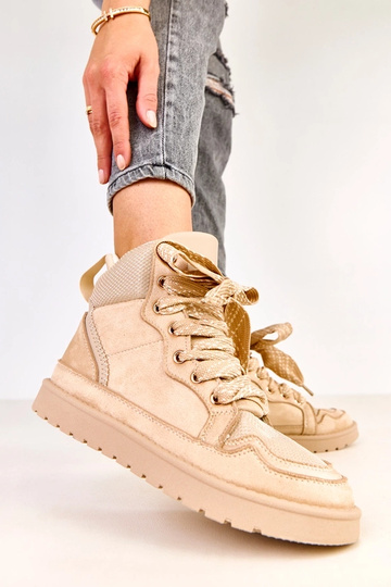 Zandkleurige hoge sportieve...