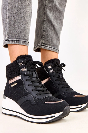 Zwarte hoge warme sportieve schoenen met platform Rolinda 2