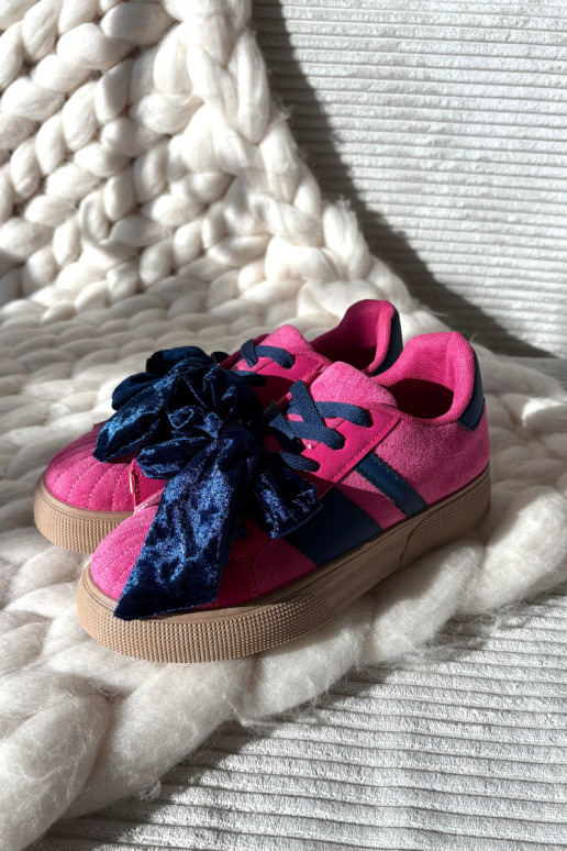 Dames sportieve schoenen met velours strik, roze, Ashlyn Dames sportieve schoenen met velours strik, roze, Ashlyn