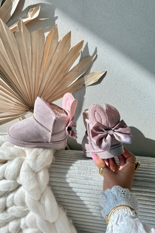 Kinderen warme sneeuwlaarzen „Meriva" met strikjes, roze