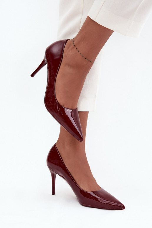 Dames lak hoge hak schoenen „Jadira" met spitse neuzen, bordeaux