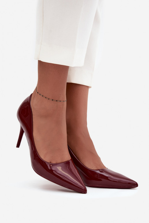 Dames lak hoge hak schoenen „Jadira" met spitse neuzen, bordeaux