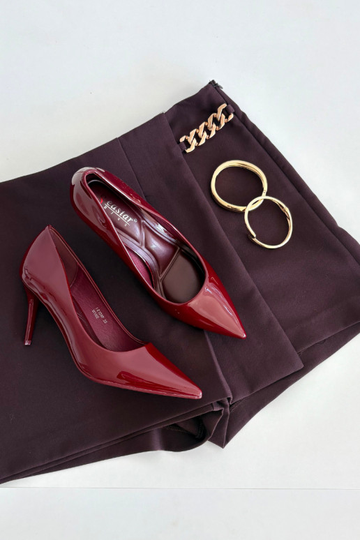 Dames lak hoge hak schoenen „Jadira" met spitse neuzen, bordeaux