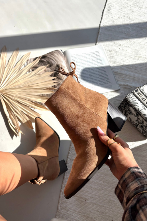 Dames bruine enkellaarsjes met stijlvolle details Halisse