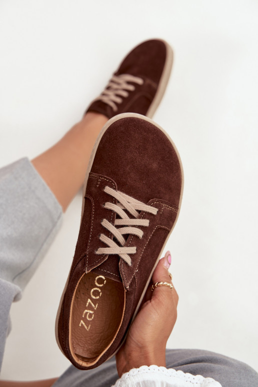 vrijetijdsschoenen van natuurlijk suède Zazoo 314 chocoladebruin