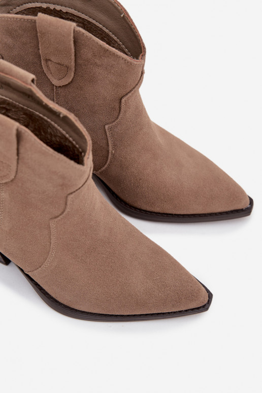 Instap cowboystijl dames enkellaarsjes van natuurlijk suede Beretta zandkleur