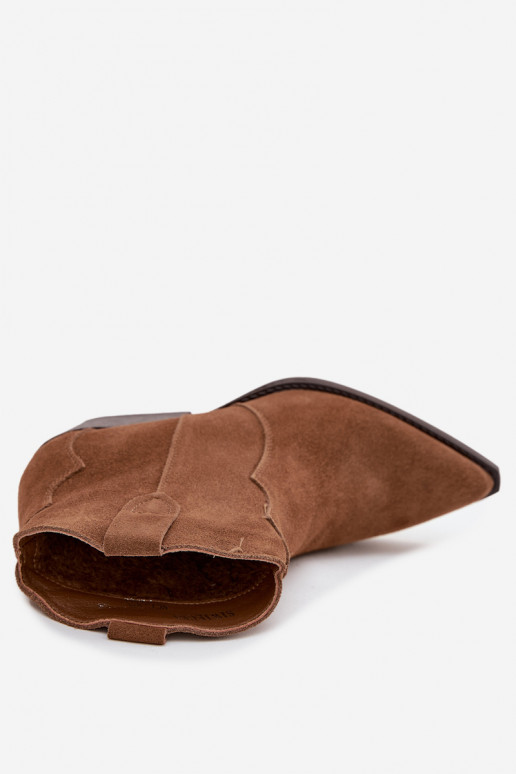 Instap cowboystijl dames enkellaarsjes van natuurlijk suede Beretta bruin