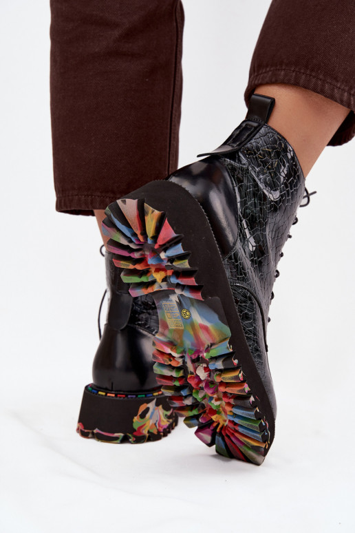 Leer met lakeffect Dameslaarzen Artiker 57C0065 grijs