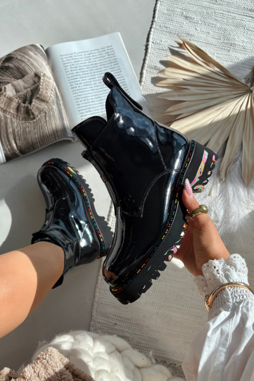 Leer met lakeffect Dameslaarzen Artiker 57C0065 grijs