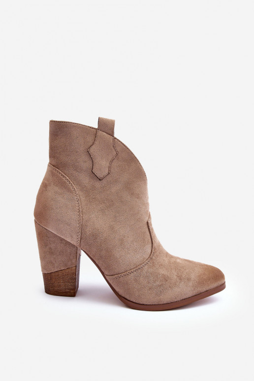 Suede schoenen coInboystijl met hakken beige Tanner
