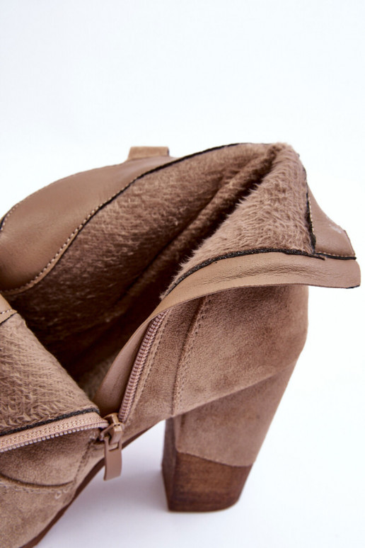 Suede schoenen coInboystijl met hakken beige Tanner