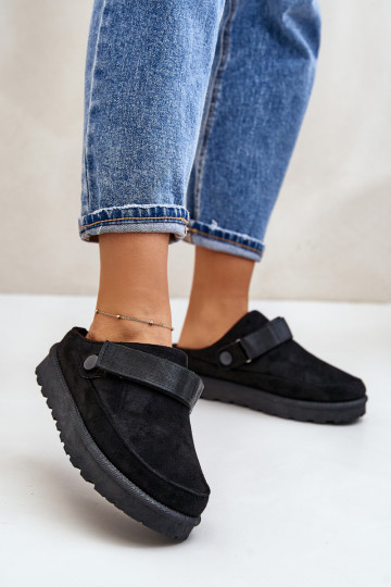 Dames Slippers opInarmen met bont erin met platform zInart Azida 2