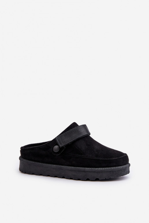 Dames Slippers opInarmen met bont erin met platform zInart Azida