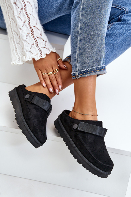 Dames Slippers opInarmen met bont erin met platform zInart Azida