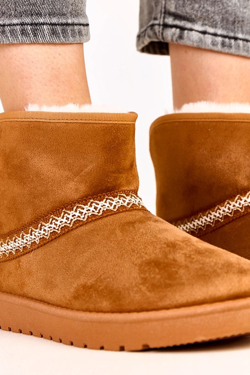 Karamel kleurige lage sneeuwlaarzen...