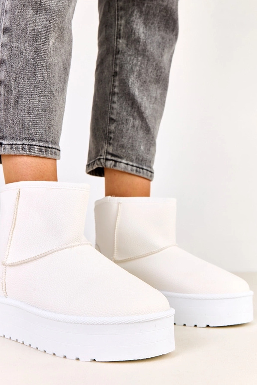 Witte lage sneeuwlaarzen met platform...