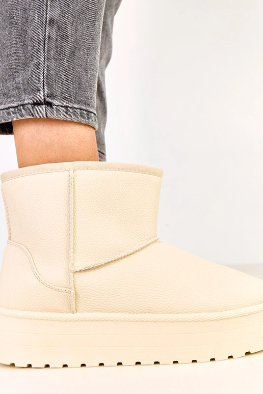 Zandkleurige lage sneeuwlaarzen met...