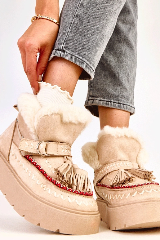 Zandkleurige sneeuwlaarzen met...