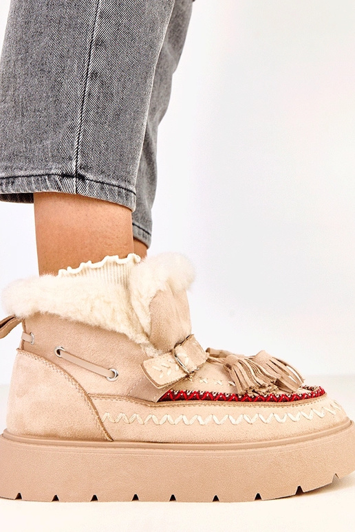 Zandkleurige sneeuwlaarzen met...