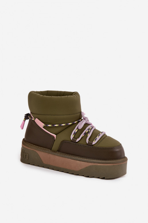 SneeuIn laarzen met platform D.Franklin DFSH371015 kaki kleuren