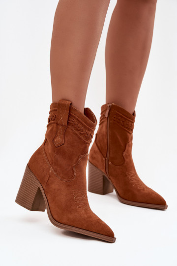 Laarzen in coInboystijl Dames met hakken bruine kleur Jessa 2