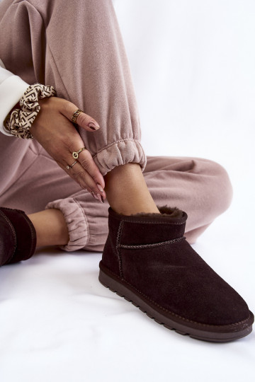 Dames lage suede sneeuwlaarzen, bruin, Shelie 2
