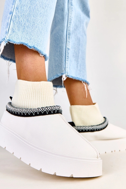 Witte sneeuwlaarzen met sokvormige...