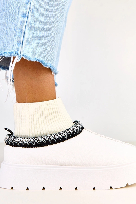 Witte sneeuwlaarzen met sokvormige...