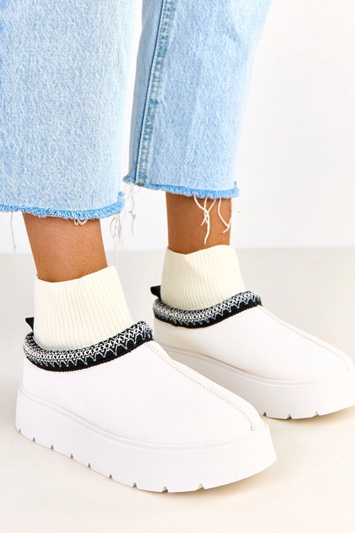 Witte sneeuwlaarzen met sokvormige...