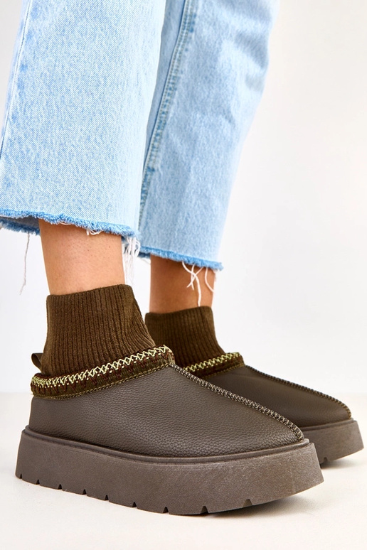 Groene sneeuwlaarzen met sokvormige...