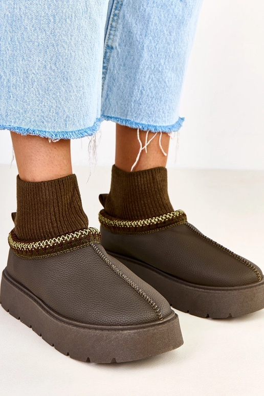 Groene sneeuwlaarzen met sokvormige...