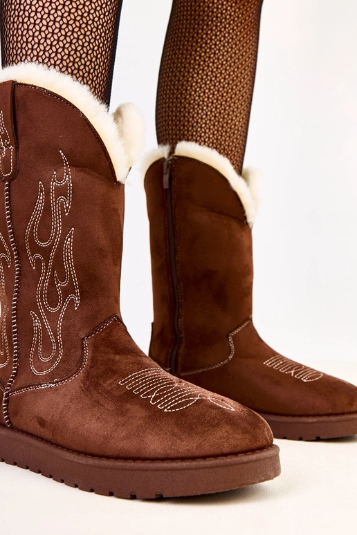 Bruine sneeuwlaarzen met borduurwerk...