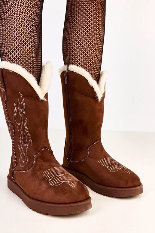 Bruine sneeuwlaarzen met borduurwerk...