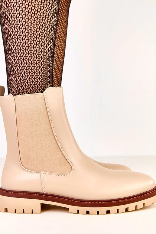 Beige platte enkellaarsjes met...