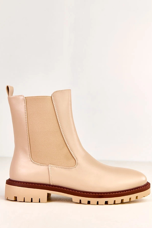 Beige platte enkellaarsjes met...