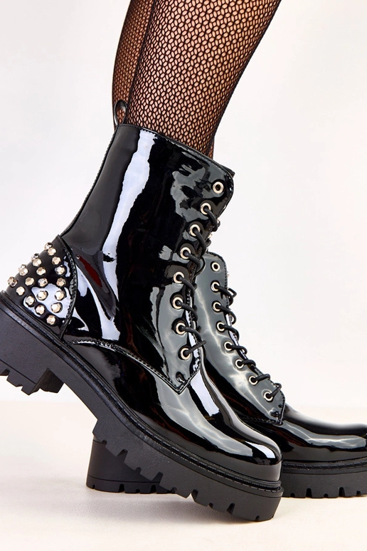 Zwarte laklaarzen met glitters Marsley