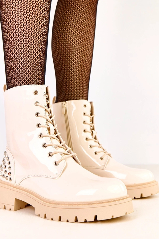 Beige laklaarzen met glitters Marsley