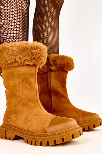 Beige enkellaarsjes met... 2