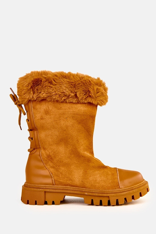 Beige enkellaarsjes met kunstsuède...