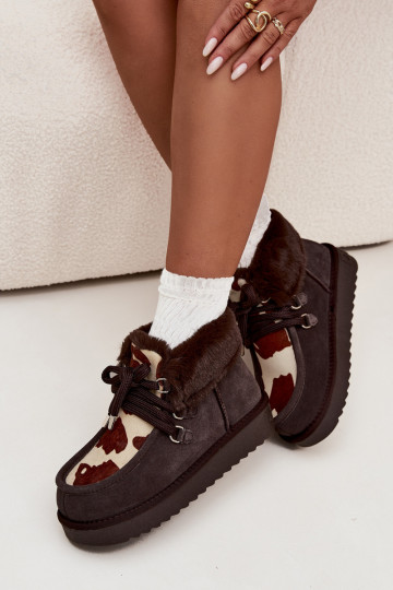 SneeuIn laarzen DamesOpturalnego van suèdeu Łaty D.Franklin DFSH375008 CzekoladoIne