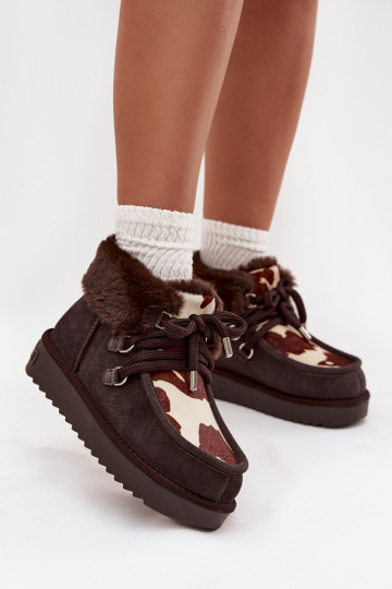 SneeuIn laarzen DamesOpturalnego van suèdeu Łaty D.Franklin DFSH375008 CzekoladoIne 2