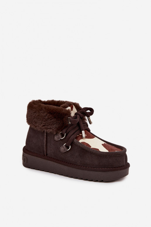 SneeuIn laarzen DamesOpturalnego van suèdeu Łaty D.Franklin DFSH375008 CzekoladoIne