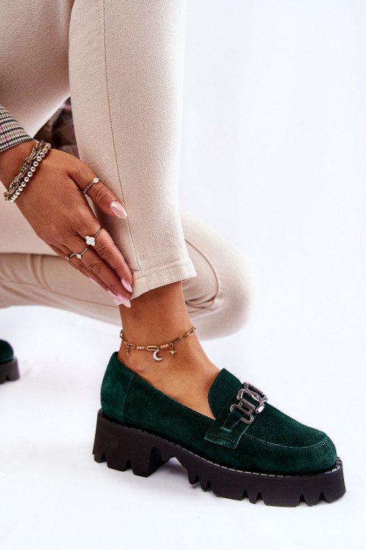 van suède schoenen met ornamenten Laura Messi 2489 groene kleur