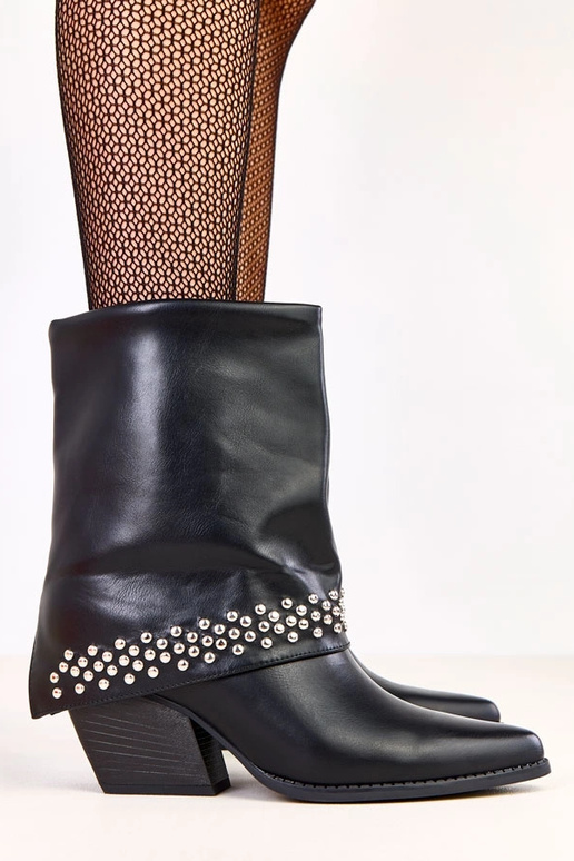 Zwarte cowboylaarzen met omgeslagen...